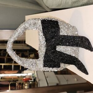 Made In India Silver and Black Beaded Handbag with Bow Sequins Purse Bag Clutch